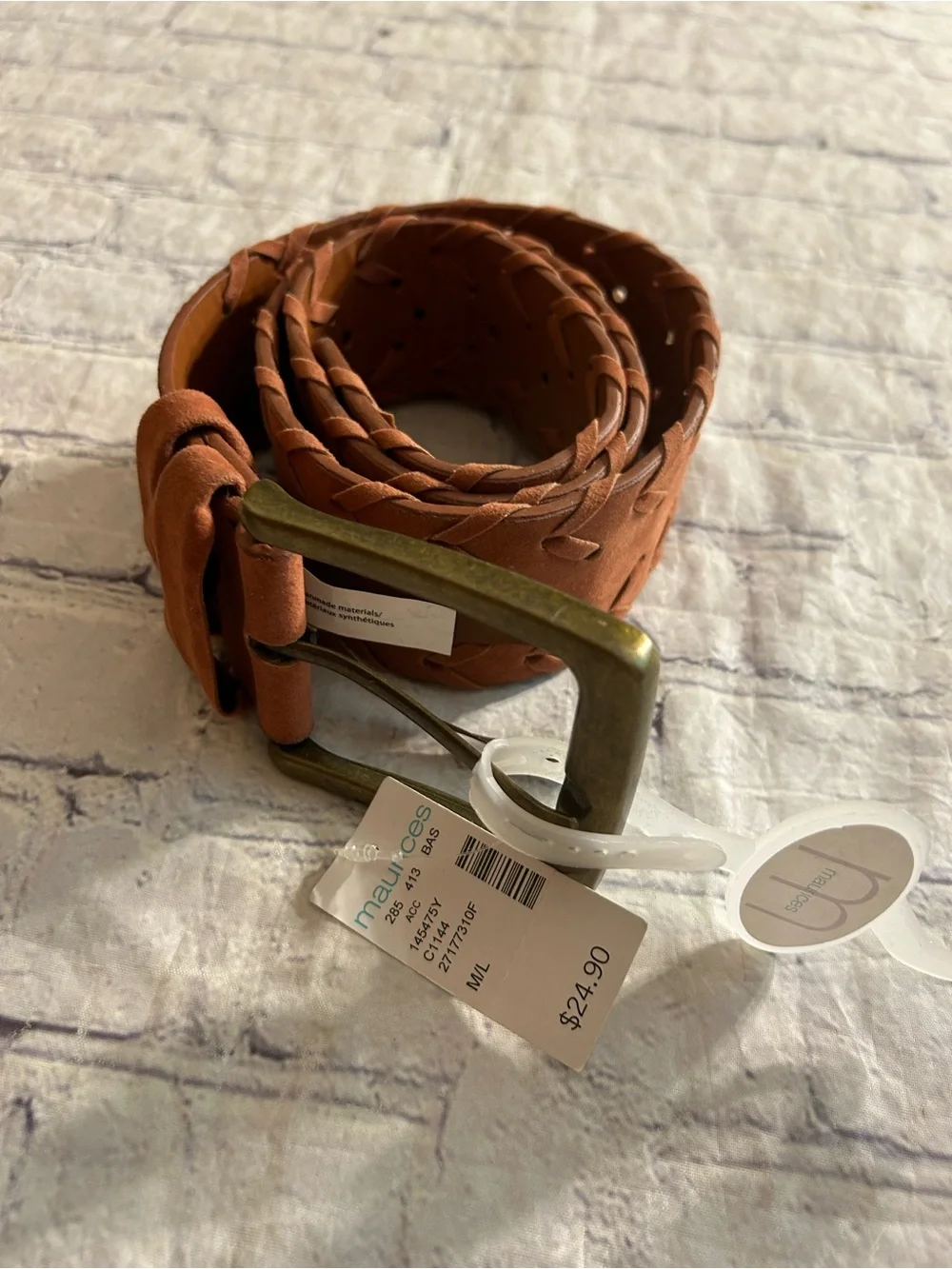 MAURICES WIDE RUST COLOR WOVEN BOHO BELT M/L & SUEDE STUDED BOHO AEO BELT